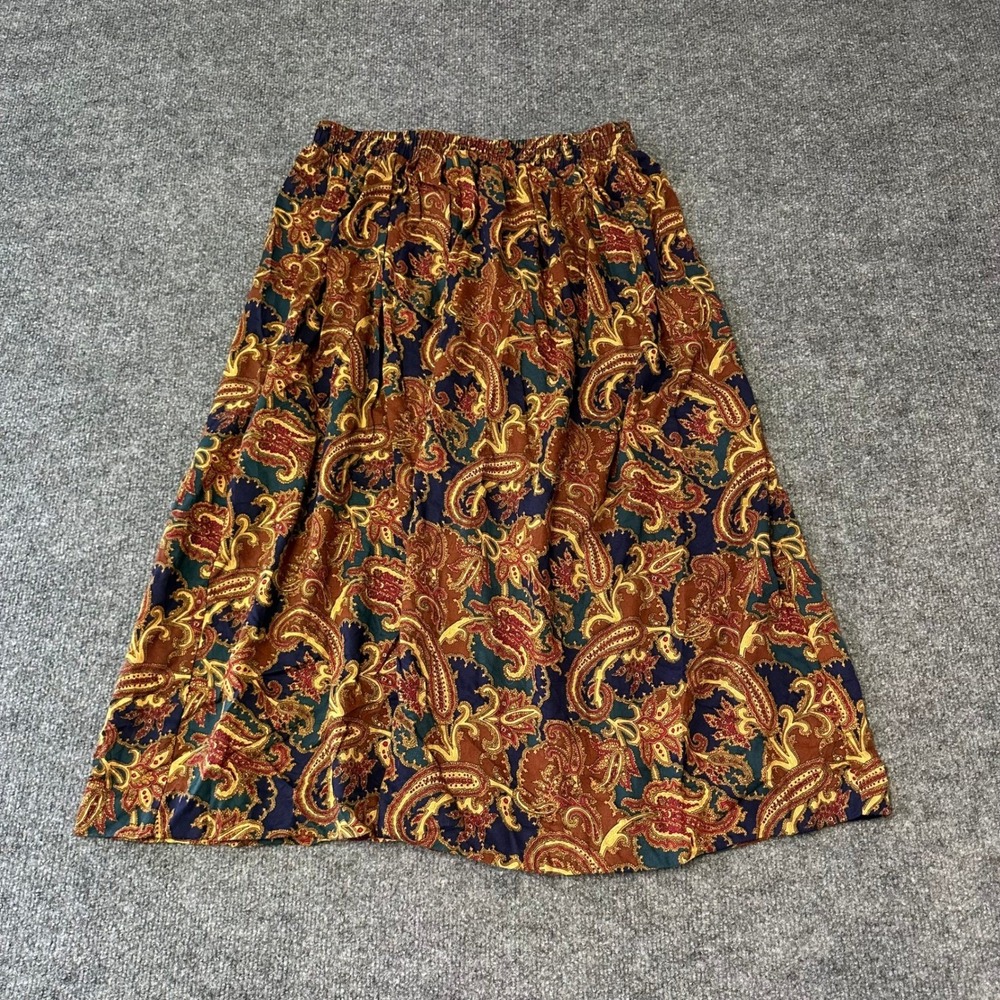 Norton McNaughton Skirt Womens Size 14 Multicolor Paisley Viscose Blend Midi USA